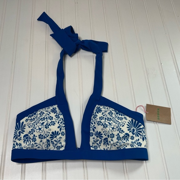 Boden Womens Ithaca Halter Bikini Top Swim Lake Blue Gardenia US 8 NEW. 377 - Picture 3 of 5